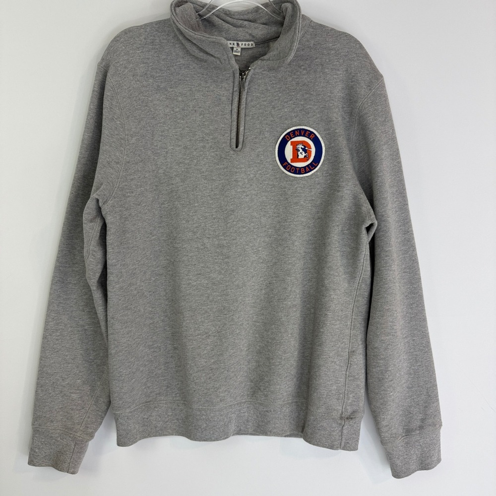 Junk Food Quarter Zip Sweatshirt Women Medium Grey Denver Football NFL Patch